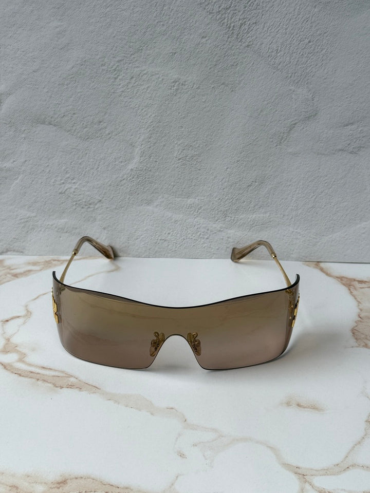 Miu Miu MU B53S Brown Mirror Rimless Mask Sunglasses