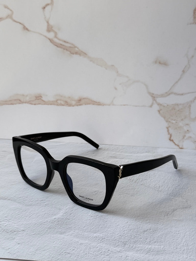 Saint Laurent SLM95/F Gafas de sol estilo ojo de gato con montura gruesa en oro negro