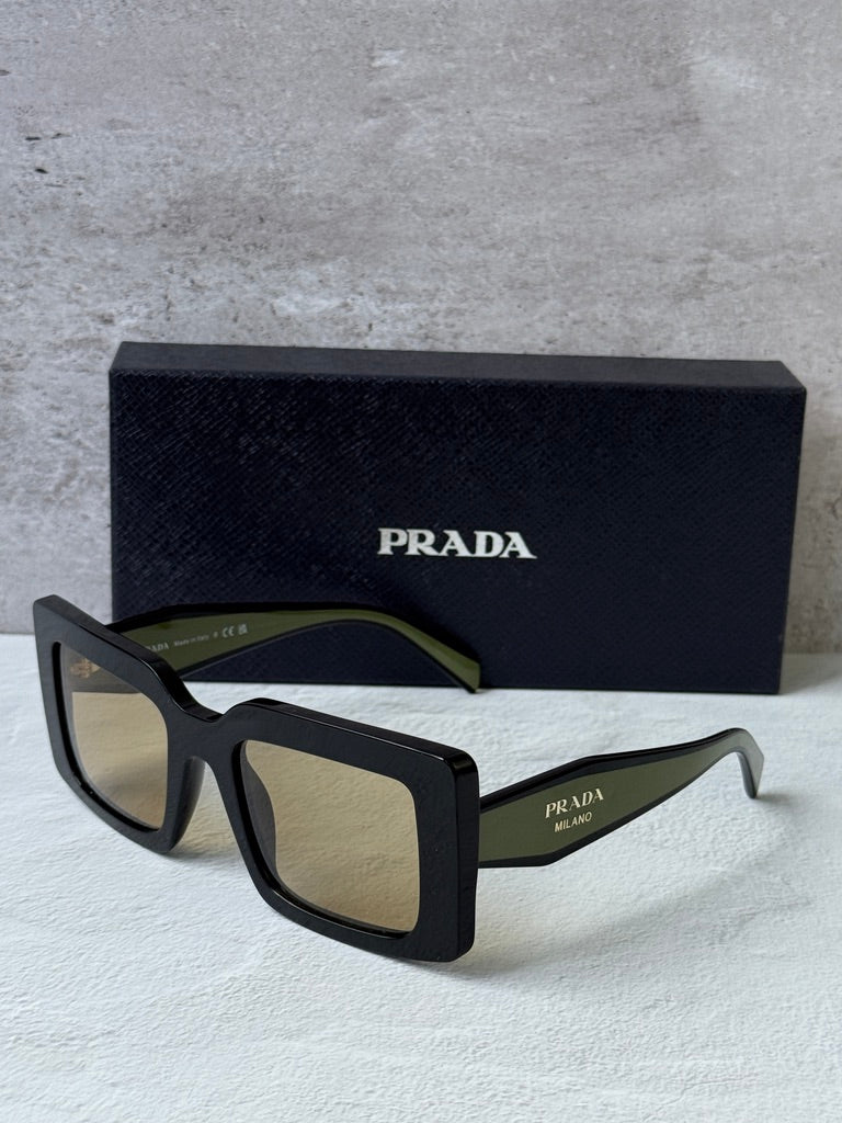Prada PR D01S Square Sunglasses in Black Yellow
