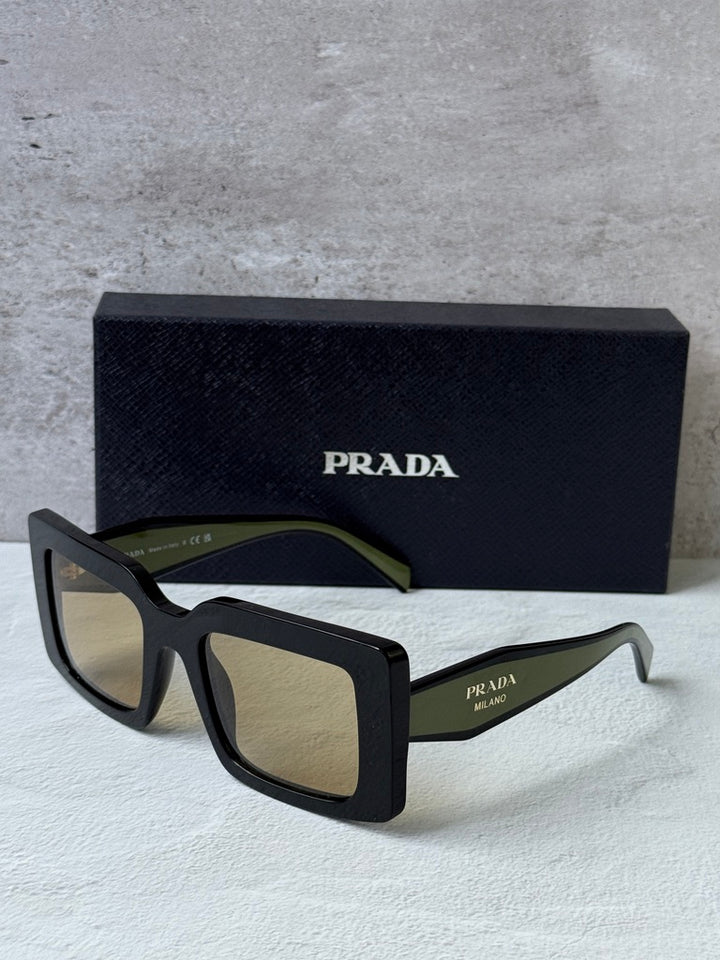 Prada PR D01S Square Sunglasses in Black Yellow