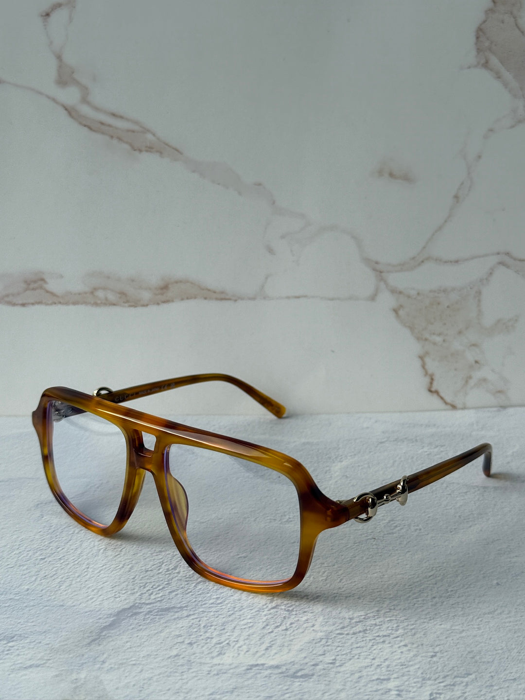 Gucci GG2052S Brown Bluelight Horsebit Aviator Sunglasses