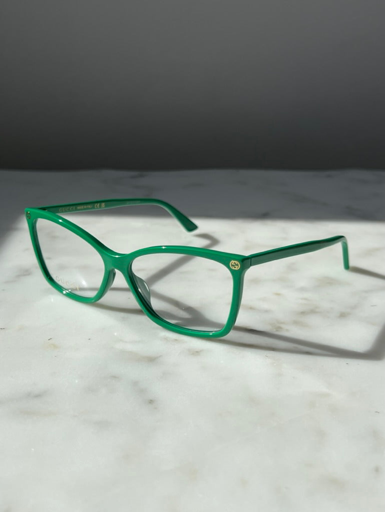 Gucci GG0025O Squared Cat Eye Frames in Green