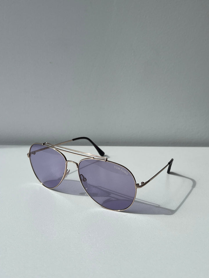 Tom Ford Indiana FT0497 Gafas de sol de aviador con espejo en oro rosa