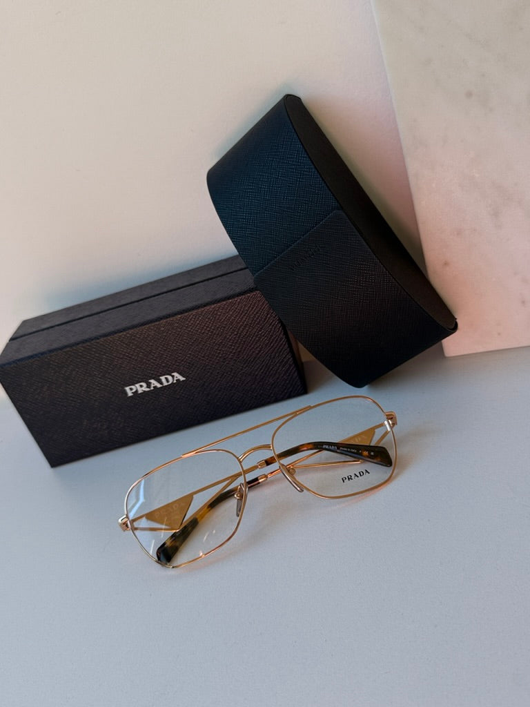 Prada PR B50V Pilot Eyeglasses Frames in Rose Gold