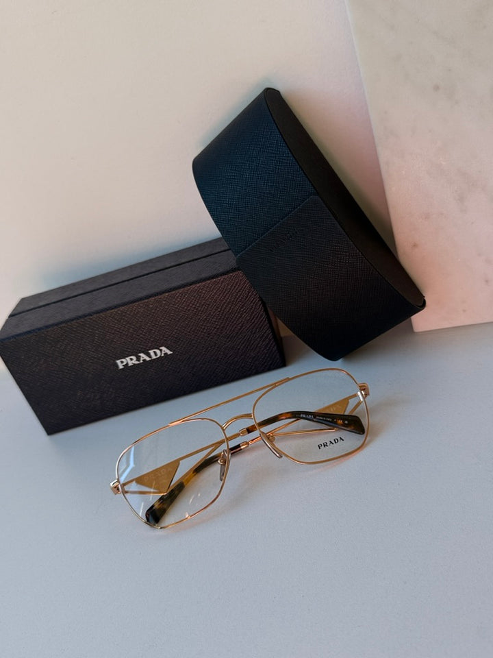 Prada PR B50V Pilot Eyeglasses Frames in Rose Gold