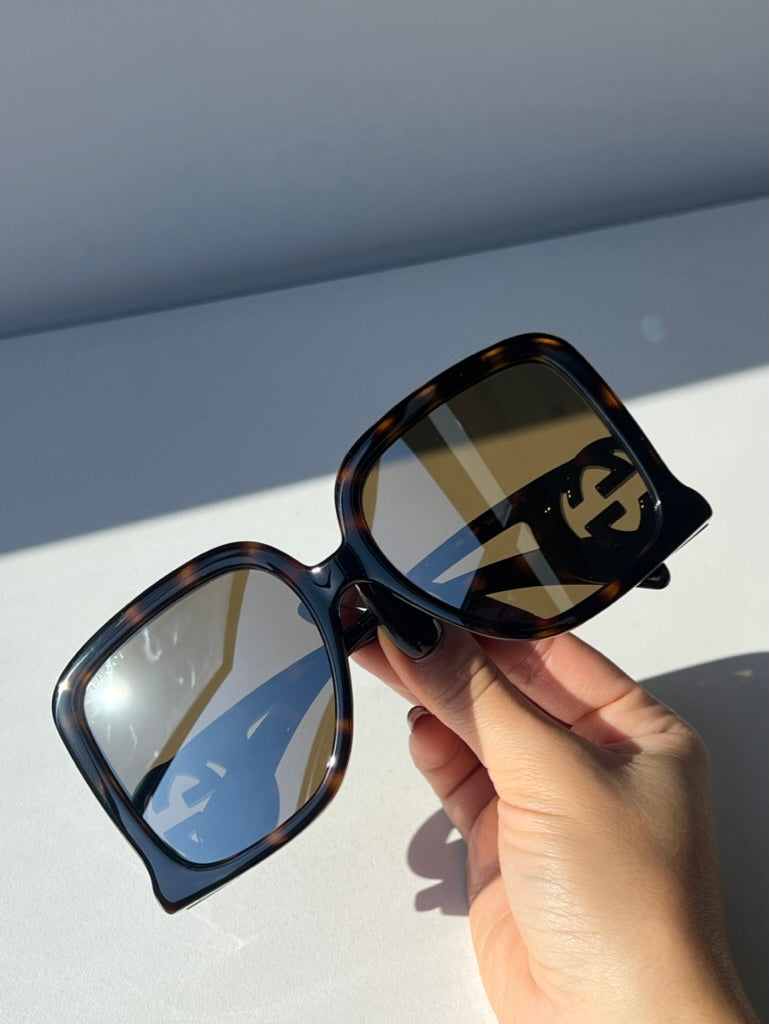 Gucci GG1326S Oversized Square Sunglasses in Brown Mirror