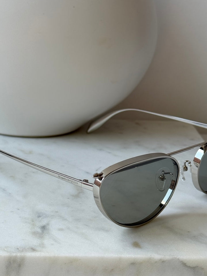 Alexander McQueen AM0424S Silver Cat Eye Sunglasses