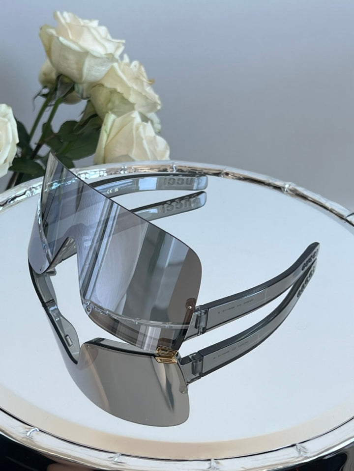 Gucci GG1631S Gafas de sol plateadas con escudo de espejo 