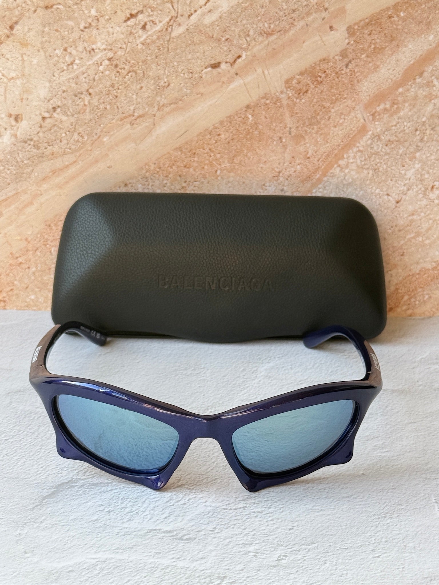 Balenciaga BB0229S Bat Sunglasses in Blue Mirror | Designer Daydream