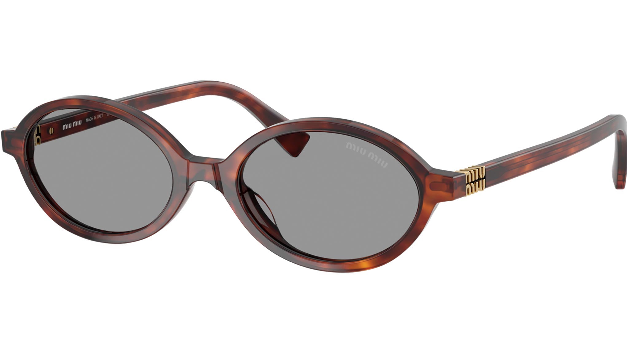 Miu Miu MU04ZS Havana Mahogany Oval Sunglasses – Designer Daydream