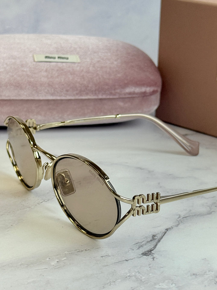 Miu Miu MU52YS Pink Mirror Metal Sunglasses