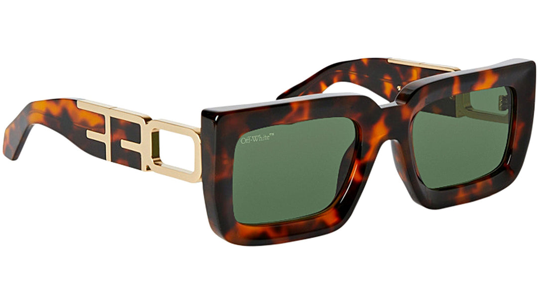 Off White boston sunglasses in Havana Brown with mirrored green lenses