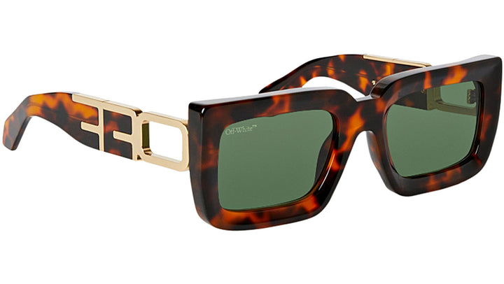 Off White boston sunglasses in Havana Brown with mirrored green lenses