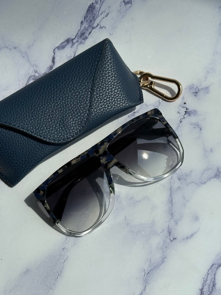 Loewe LW40001F Filipa Oversized Mask Sunglasses in Blue Havana