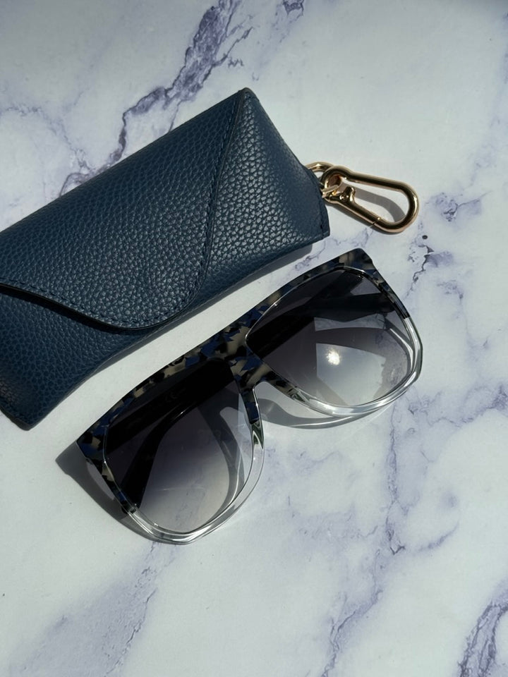 Loewe LW40001F Filipa Oversized Mask Sunglasses in Blue Havana