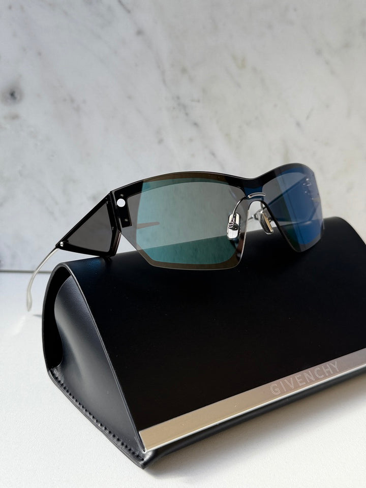 Givenchy GV40100U Cut Blue Mirror Shield Sunglasses