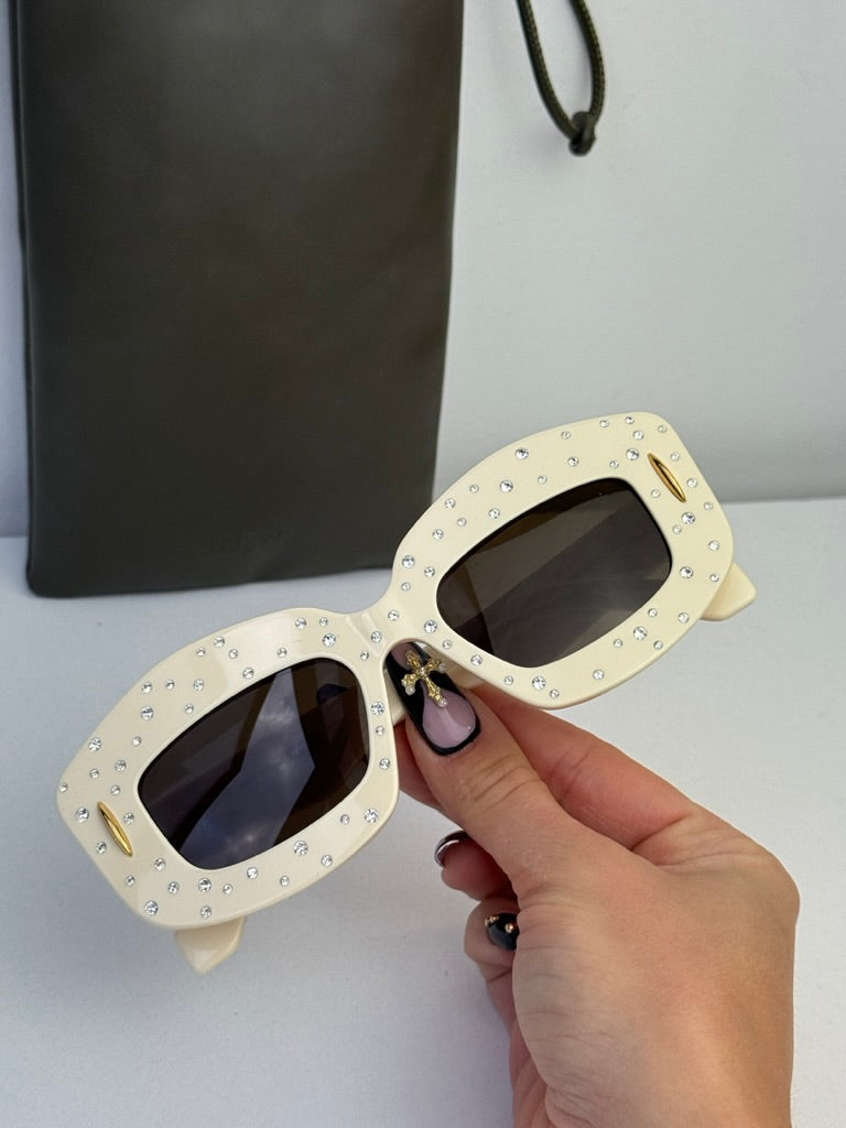 Loewe LW4114IS Anagram Sunglasses in Ivory Crystal