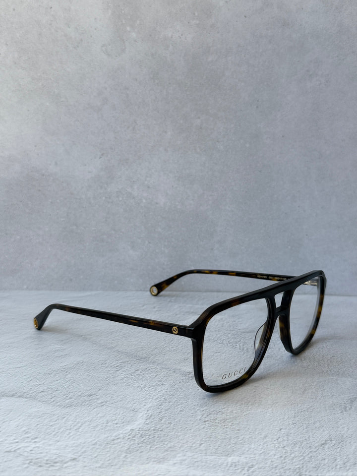 Gucci GG1078O Brown Havana Pilot Frames