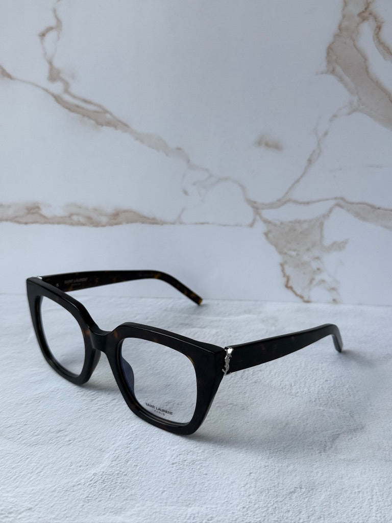 Saint Laurent SLM95/F Gafas de sol estilo ojo de gato con montura gruesa en oro negro
