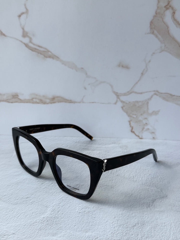 Saint Laurent SLM95/F Gafas de sol estilo ojo de gato con montura gruesa en oro negro