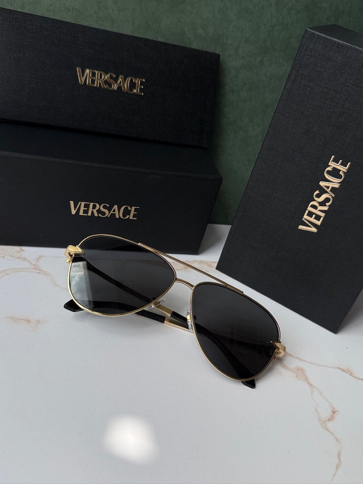 Versace VE2283 Aviator Sunglasses in Gold Grey