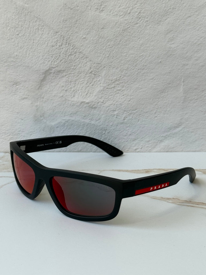 Prada Sport PS05ZS Sunglasses in Black Red Mirror