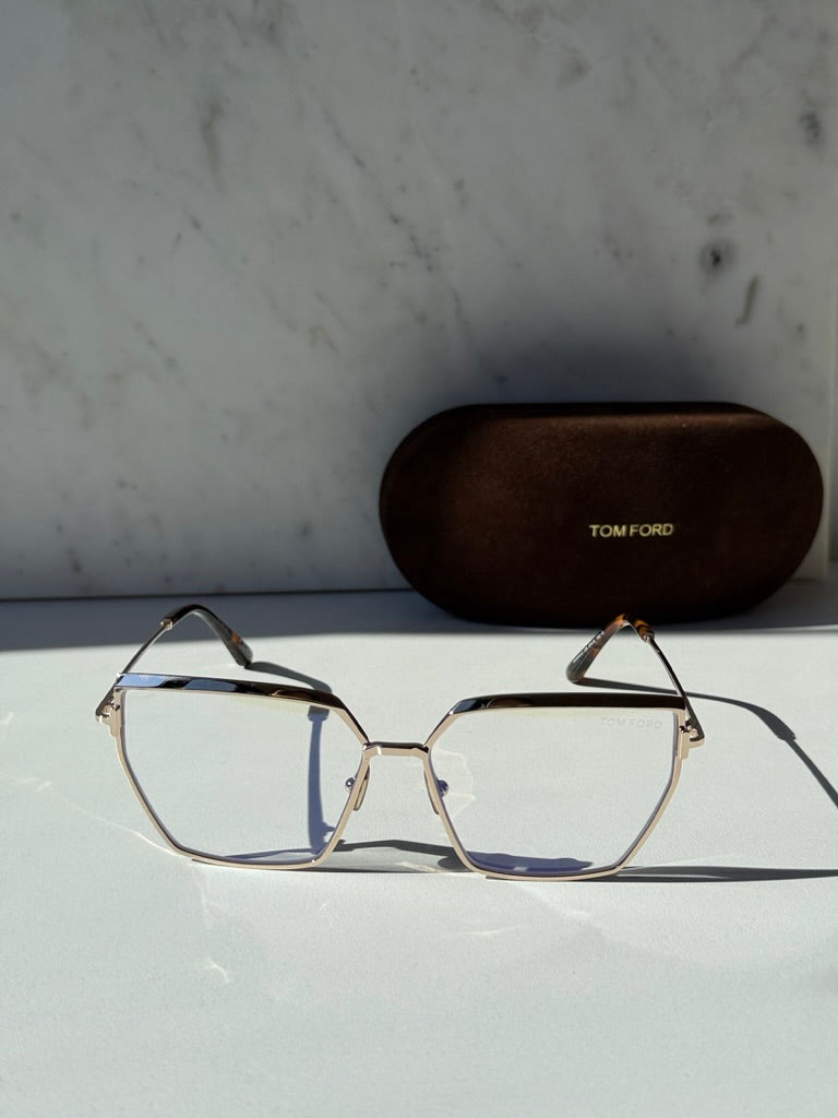 Tom Ford FT5946-B Gold Cat Eye Bluelight Frames