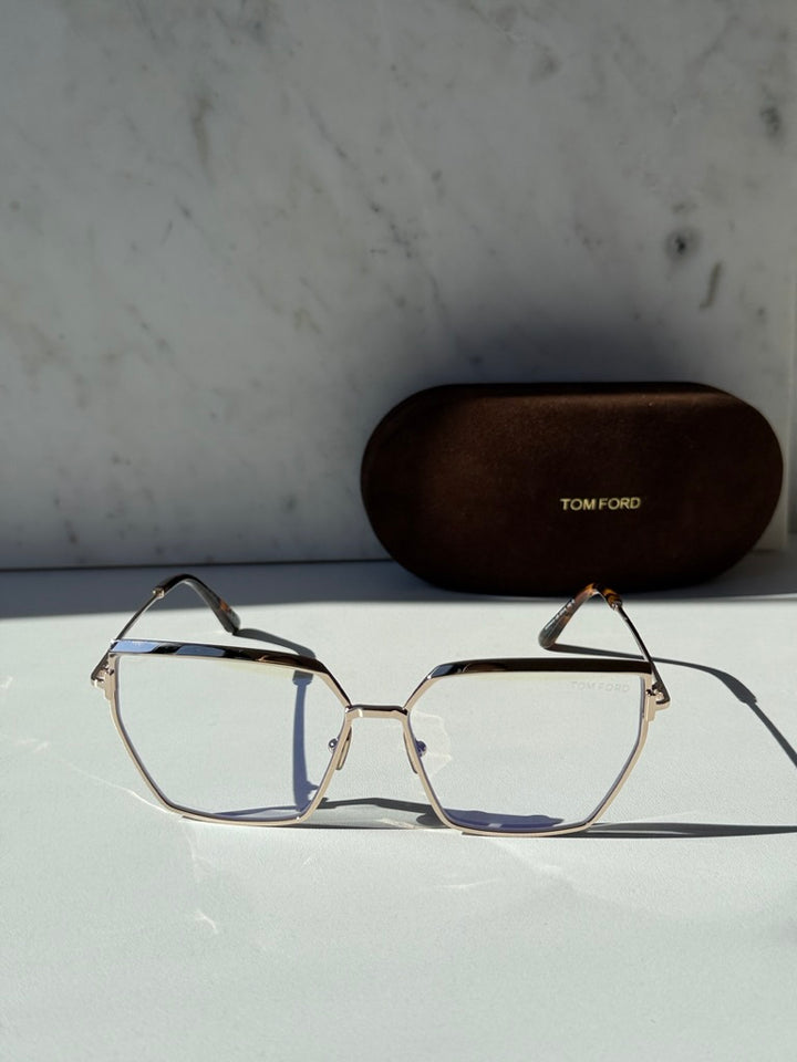 Tom Ford FT5946-B Gold Cat Eye Bluelight Frames