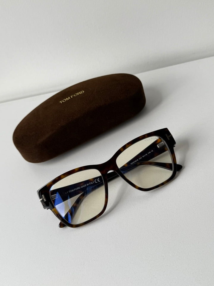 Tom Ford FT5745-B Brown Cat Eye Bluelight Frames