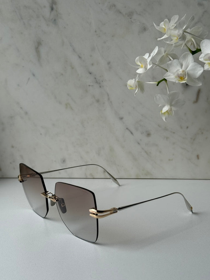 Dita Embra wire sunglasses, brown gradient lenses, gold-toned metal frame