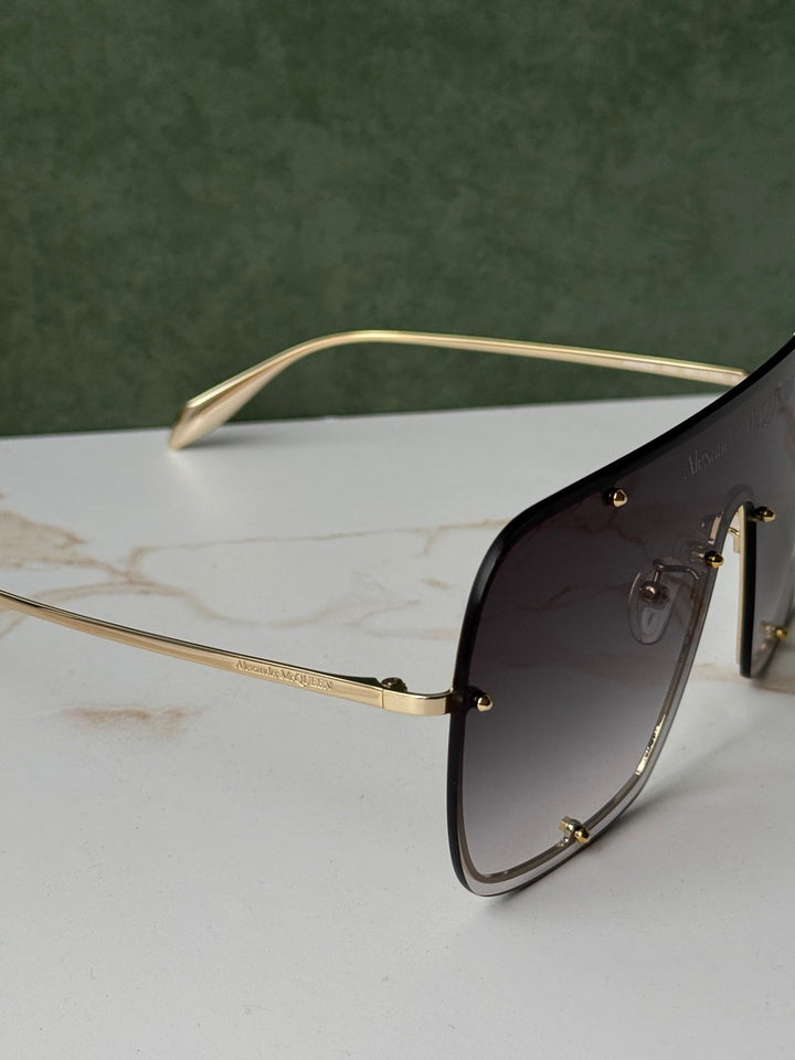 Alexander McQueen AM0362S Oversized Studded Mask Sunglasses