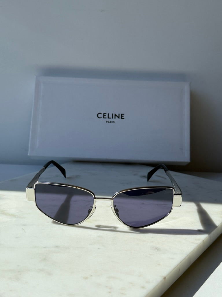 Celine CL40293U Triomphe Cat Eye Sunglasses in Silver