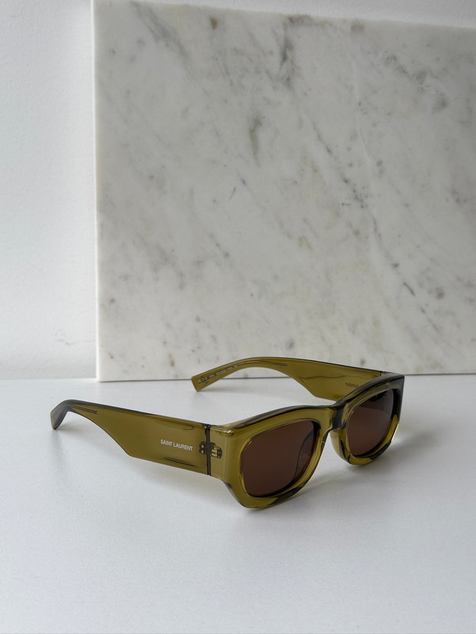 Saint Laurent SL713 Sunglasses in Transparent Green – Designer