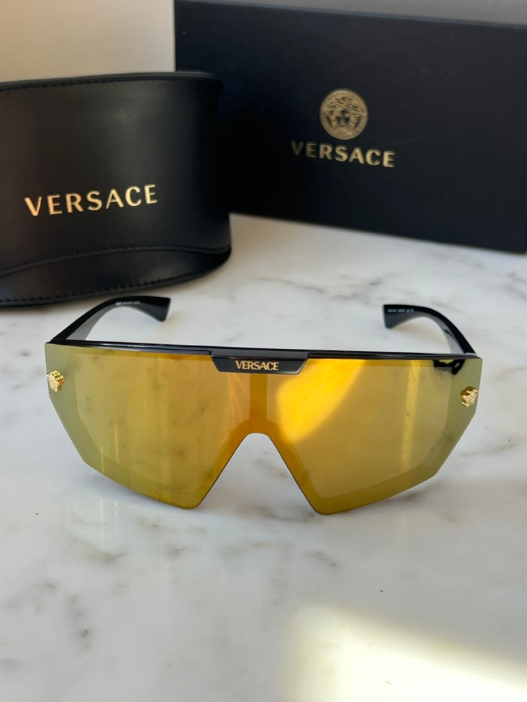 Versace VE4461 2 Lens Shield Sunglasses in Black