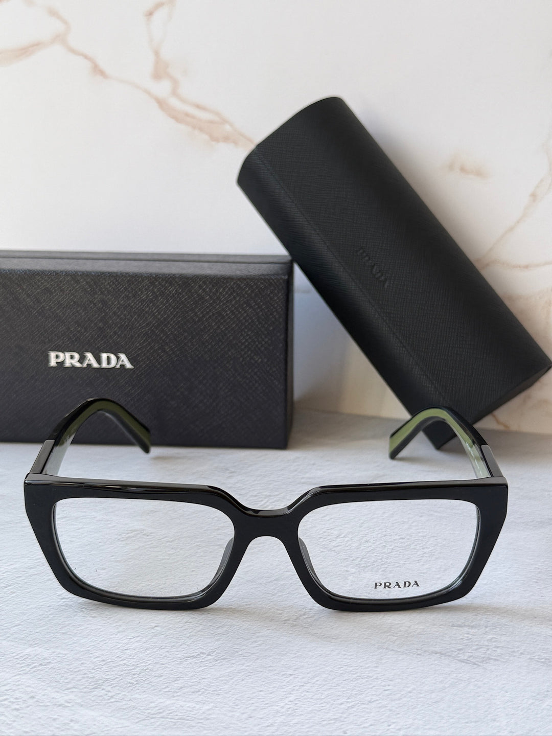 Prada PR D05V Rectangular Eyeglasses Frames in Black Green