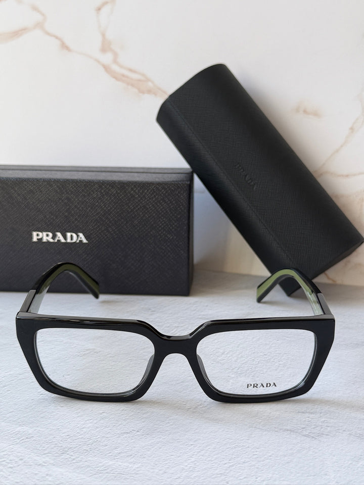 Prada PR D05V Rectangular Eyeglasses Frames in Black Green