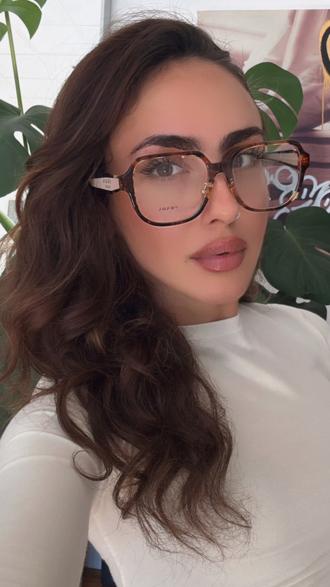 Prada PR B07VD Eyeglasses Frames in Havana Powder