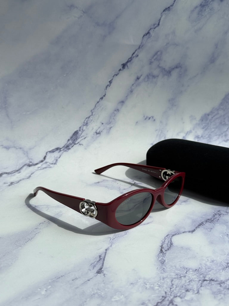Gucci GG1662SA Oval Sunglasses in Burgundy