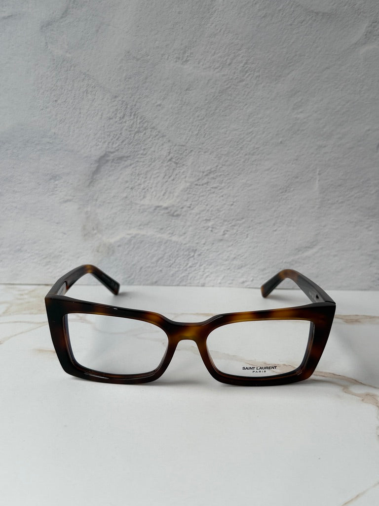 Saint Laurent SL554 Eyeglasses Frames in Havana Brown