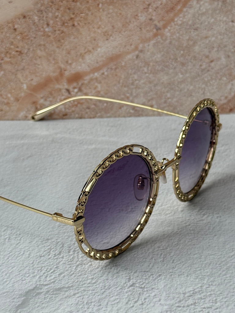 Gucci GG1112S Collar de cadena Gafas de sol rectangulares 