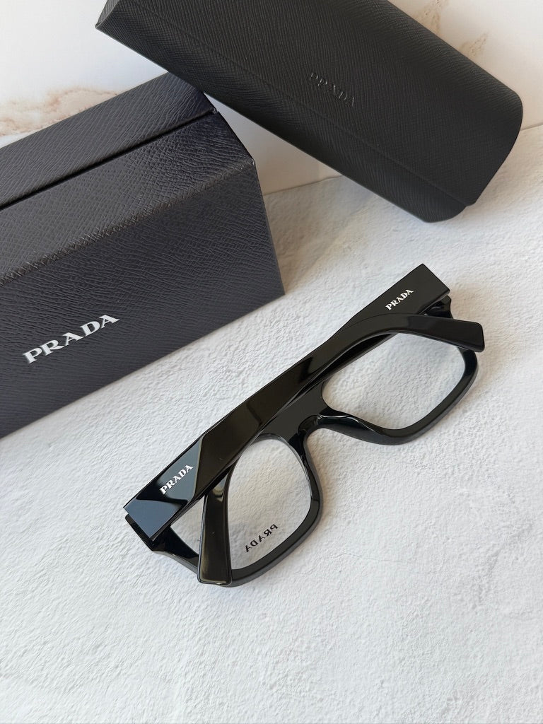 Prada PR C01V Square Eyeglasses Frames in Black