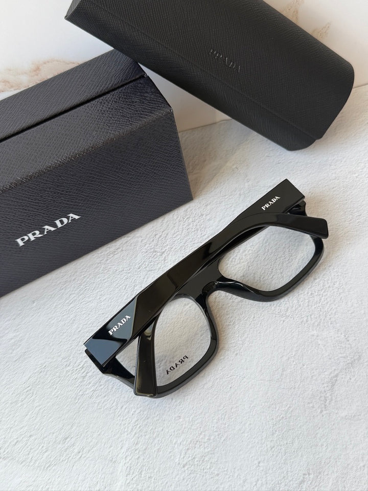 Prada PR C01V Square Eyeglasses Frames in Black