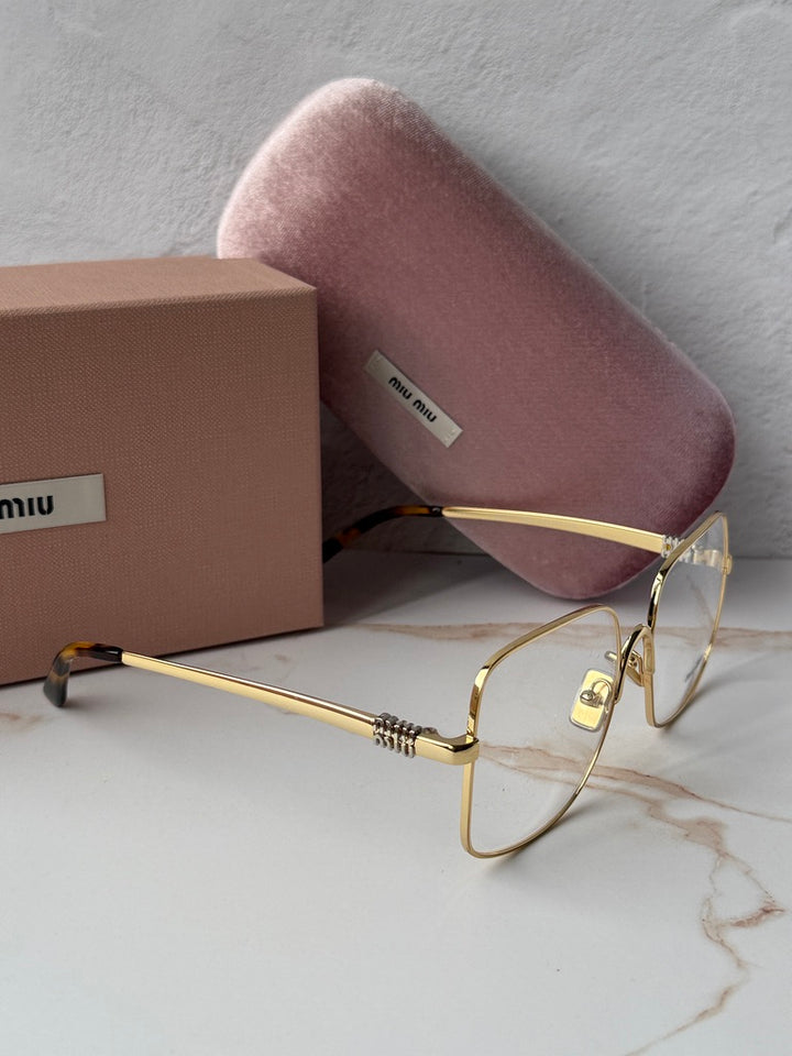 Miu Miu MU51YV Gold Oversized Square Eyeglasses Frames
