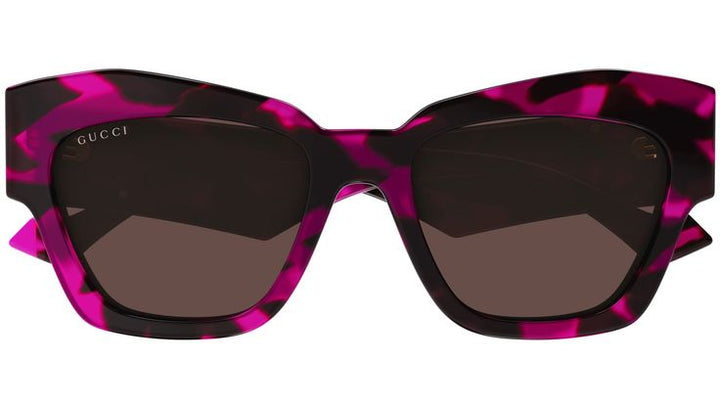Gucci cat-eye sunglasses, pink Havana tortoiseshell frame, brown lenses
