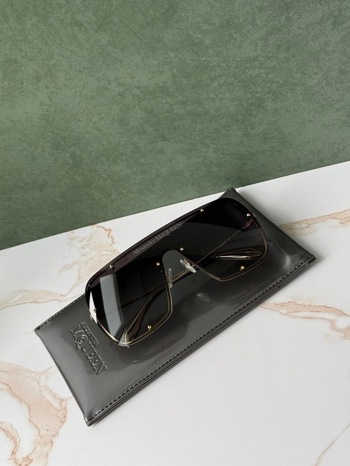 Alexander McQueen AM0362S Oversized Studded Mask Sunglasses
