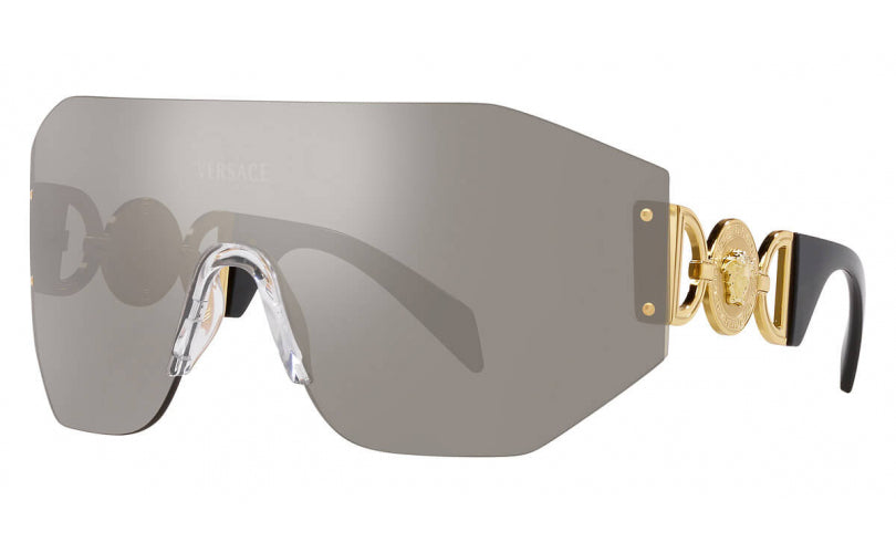 Versace VE2258 Shield Sunglasses in Silver Mirror