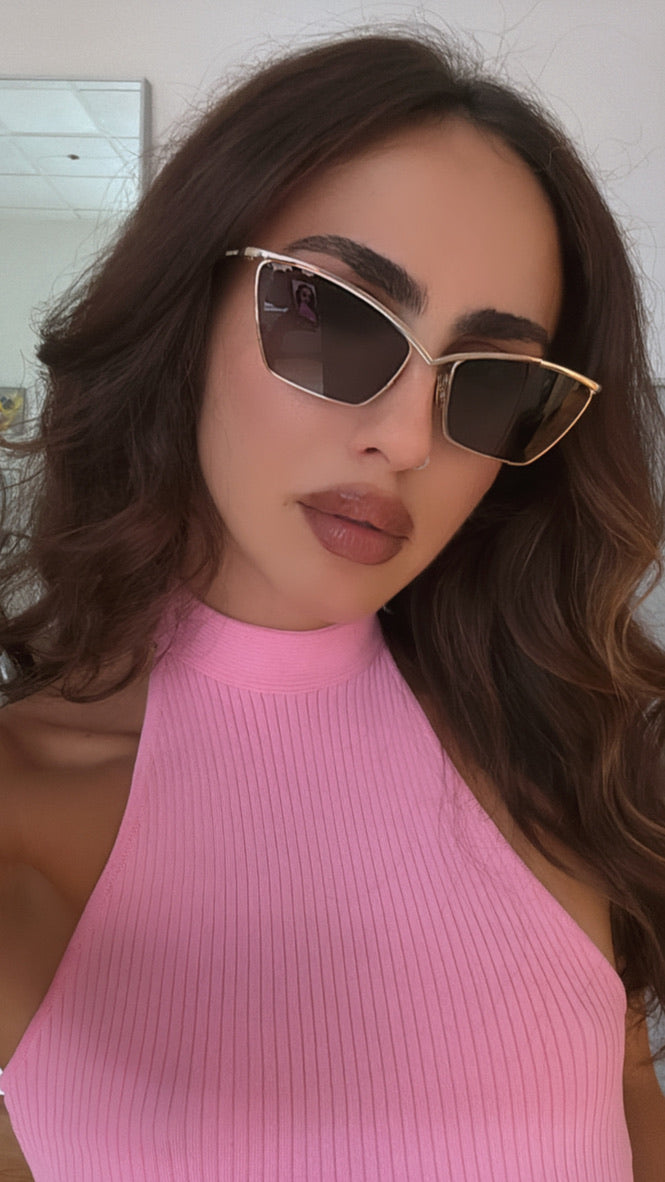 Saint Laurent SL637 Cat Eye Sunglasses in Gold