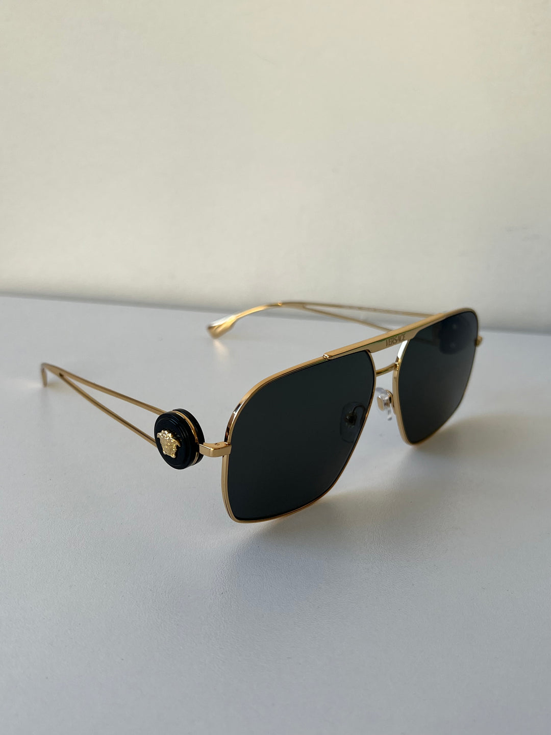 Versace VE2269 Gold Black Medusa Aviator Sunglasses