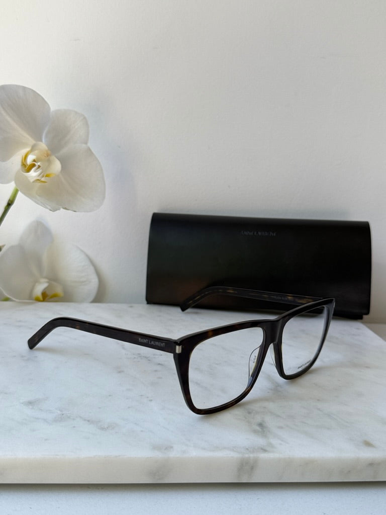 Saint Laurent SL434 Slim Eyeglasses Frames in Havana Brown