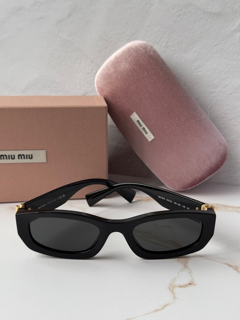 Miu Miu MU B04S Black Rectangular Sunglasses